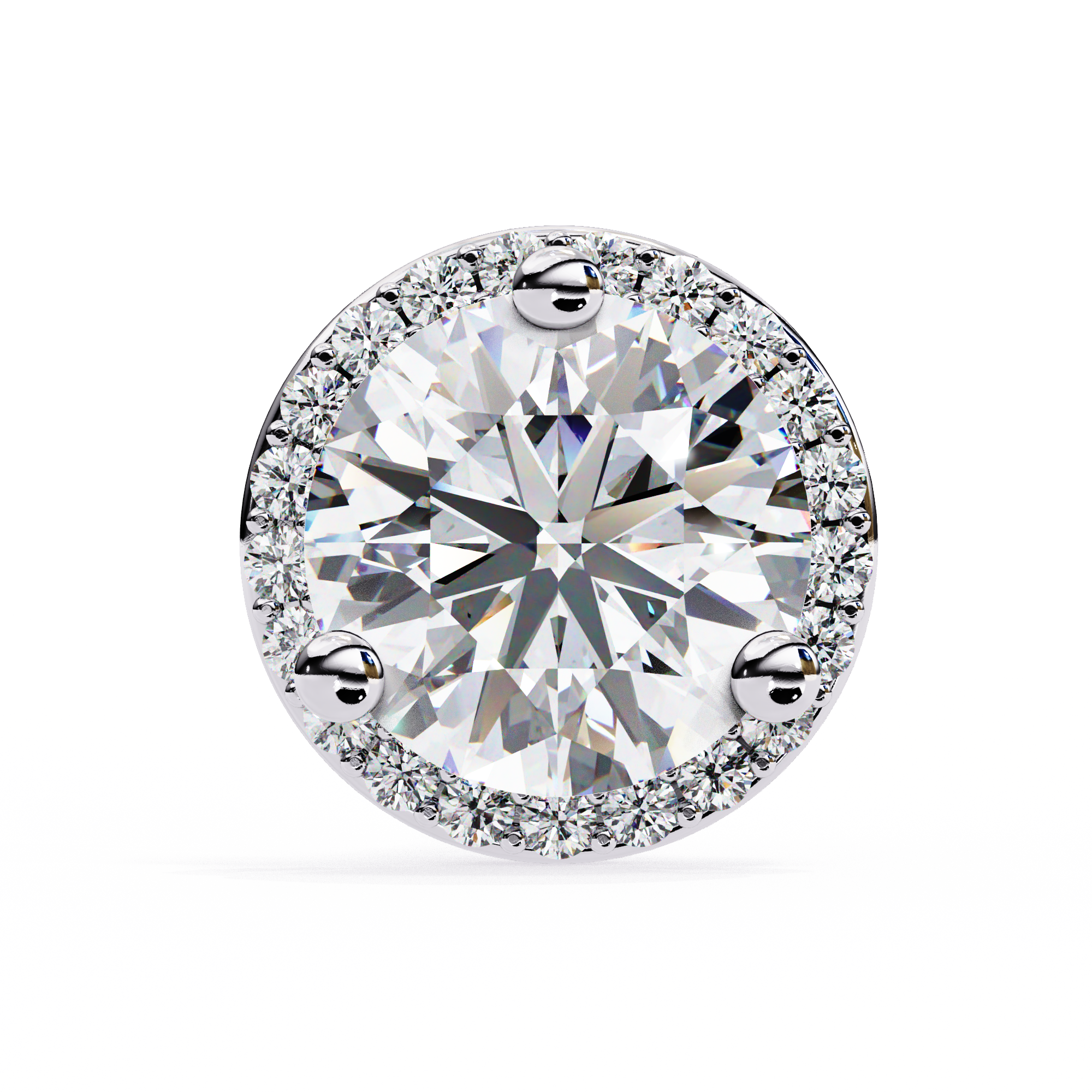 Halo Solitaire Diamond Stud Earrings