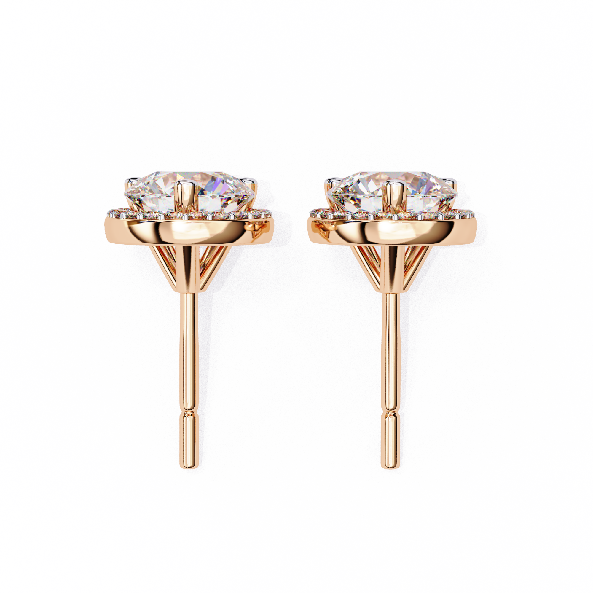 Halo Solitaire Diamond Stud Earrings