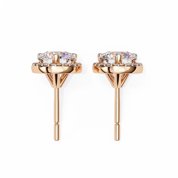 Halo Solitaire Diamond Stud Earrings