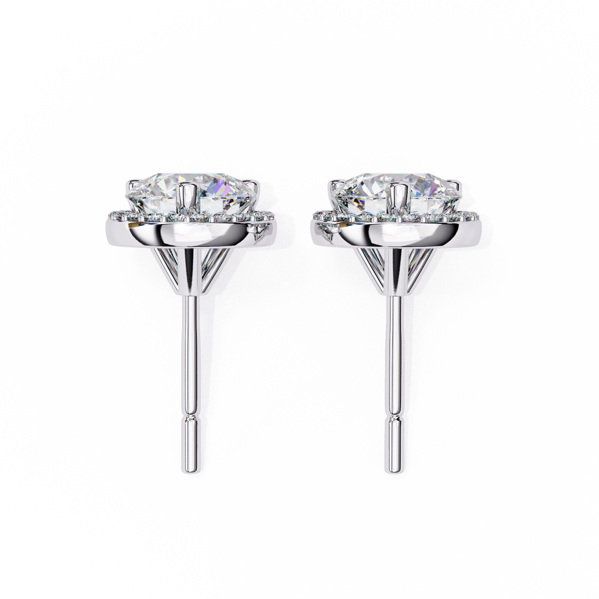 Halo Solitaire Diamond Stud Earrings