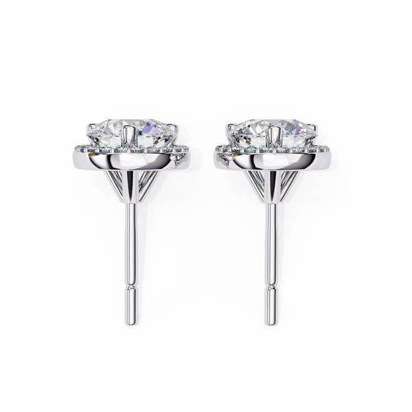 Halo Solitaire Diamond Stud Earrings