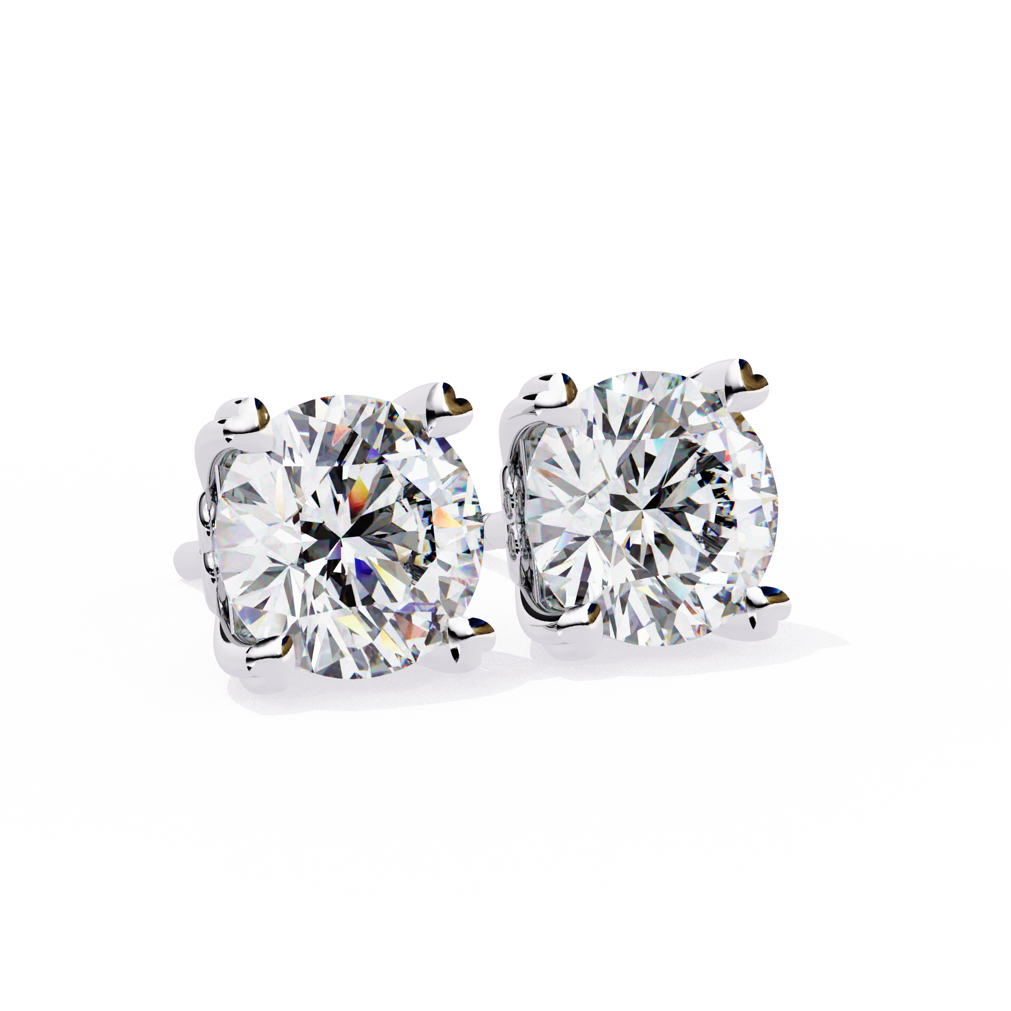Round Cut Solitaire Diamond Stud Earrings