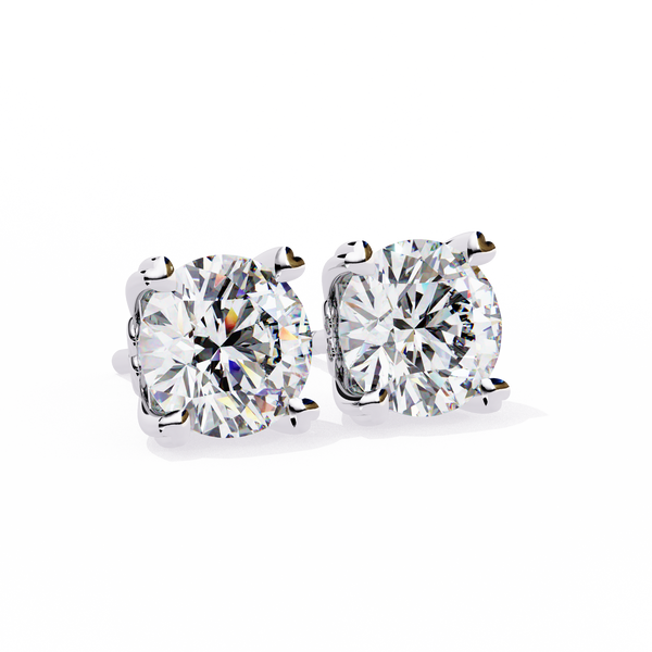 Round Cut Solitaire Diamond Stud Earrings