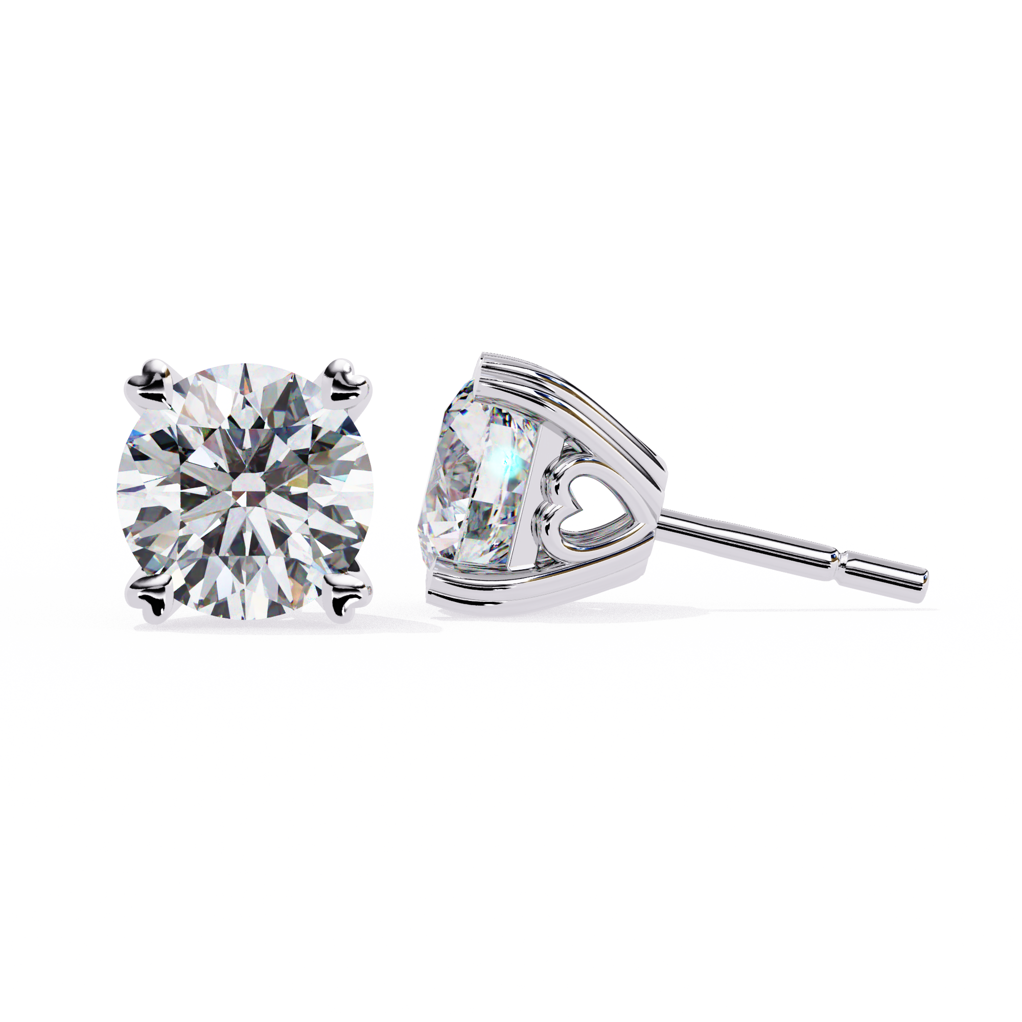 Round Cut Solitaire Diamond Stud Earrings