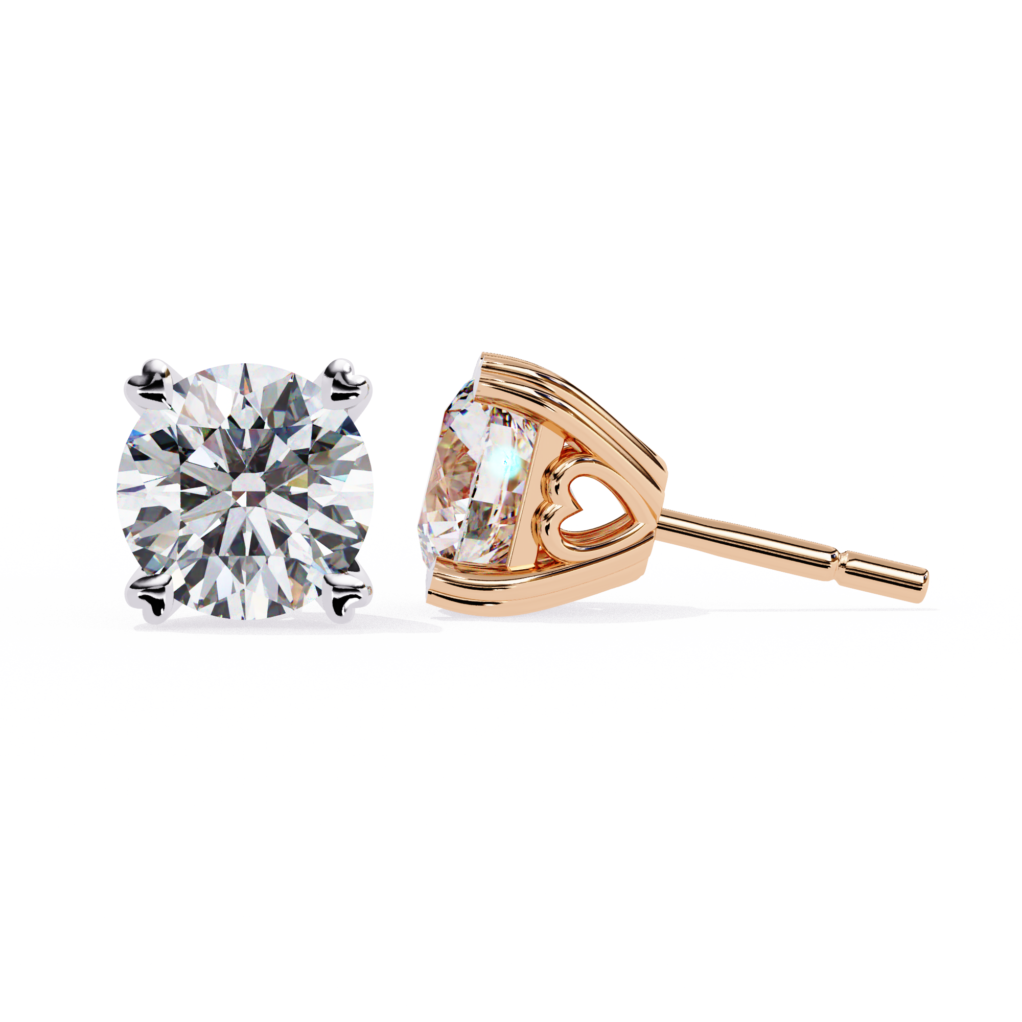 Round Cut Solitaire Diamond Stud Earrings