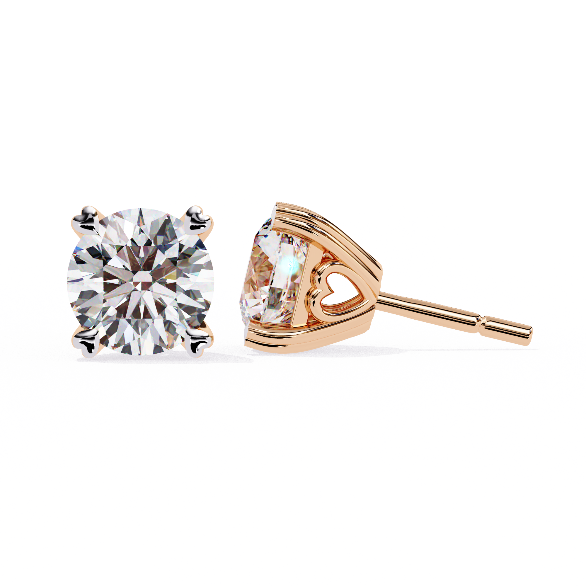 Round Cut Solitaire Diamond Stud Earrings