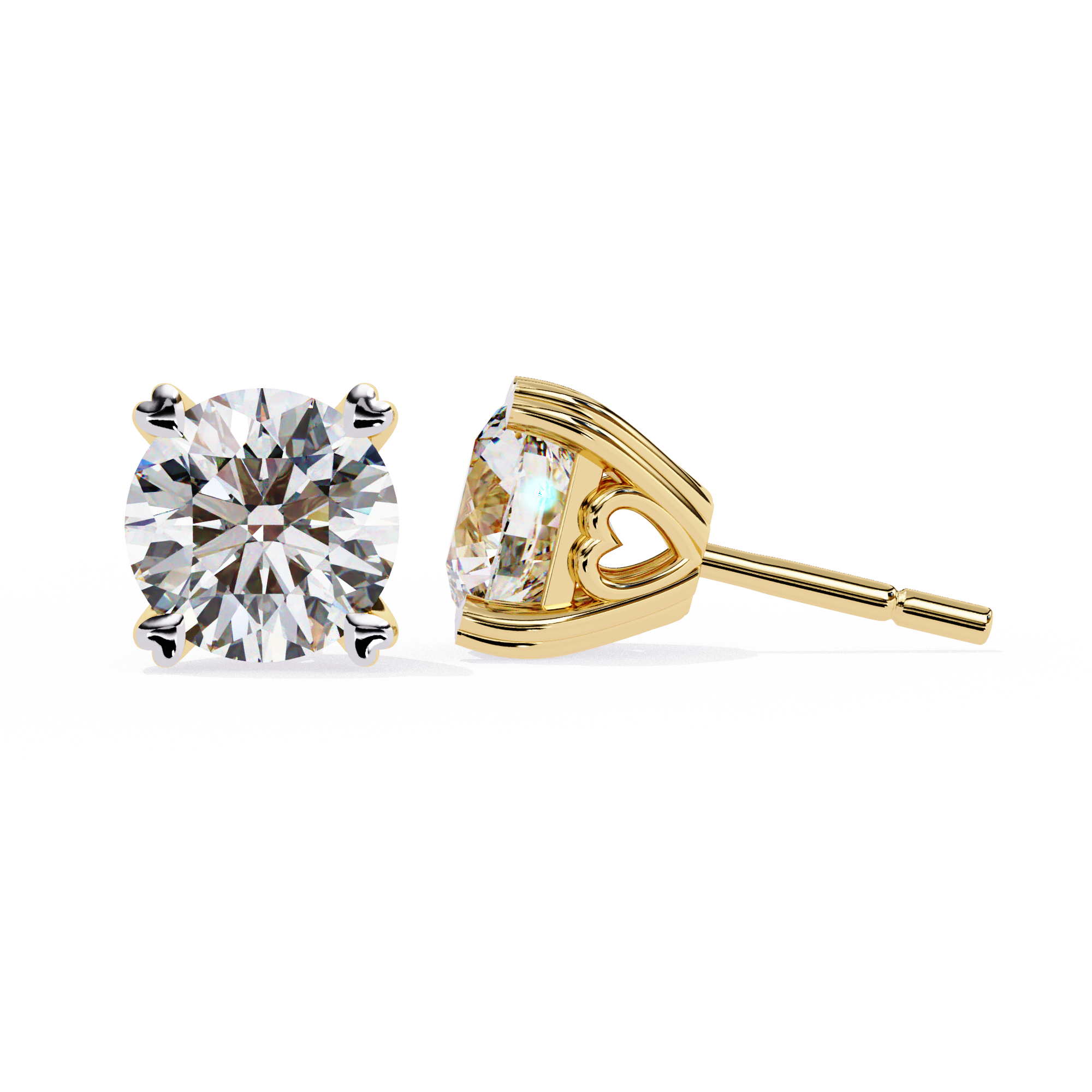 Round Cut Solitaire Diamond Stud Earrings