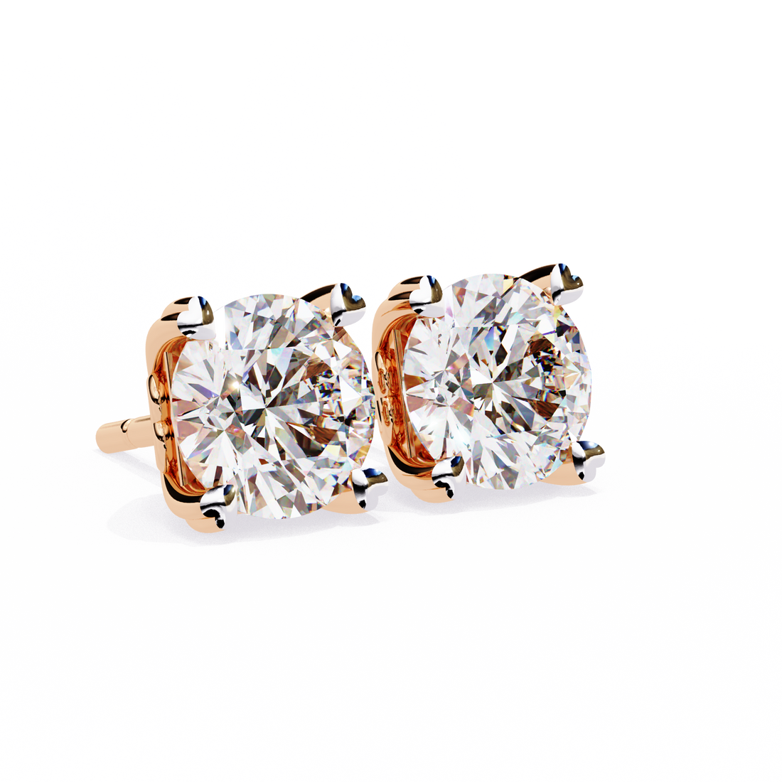 Round Cut Solitaire Diamond Stud Earrings