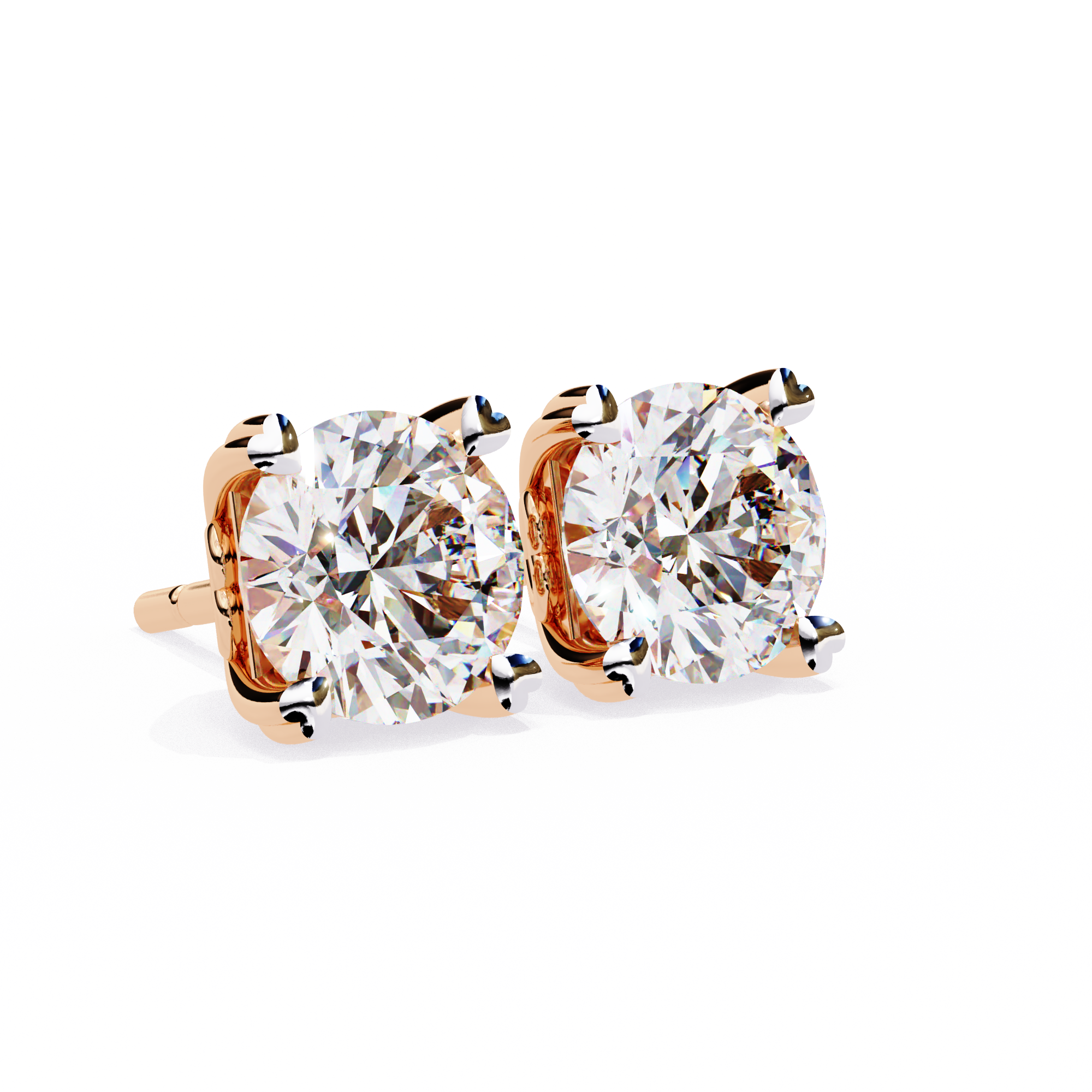 Round Cut Solitaire Diamond Stud Earrings
