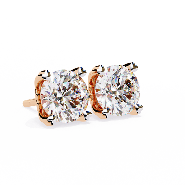 Round Cut Solitaire Diamond Stud Earrings