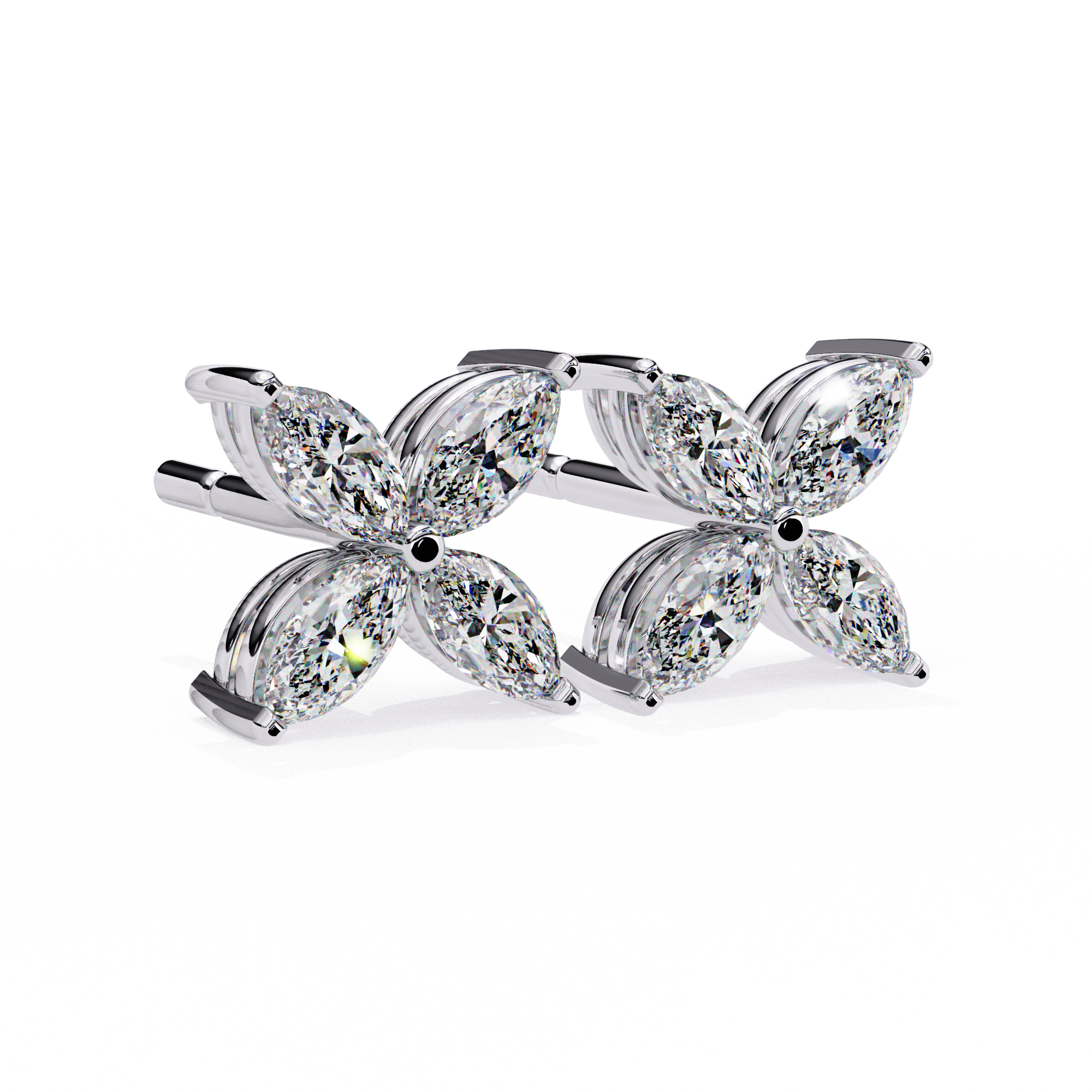 Marquise Four Stone Diamond Stud Earrings