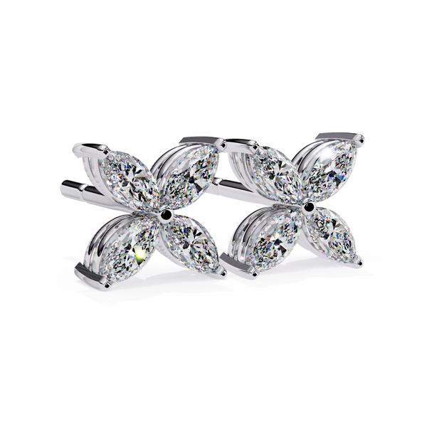 Marquise Four Stone Diamond Stud Earrings