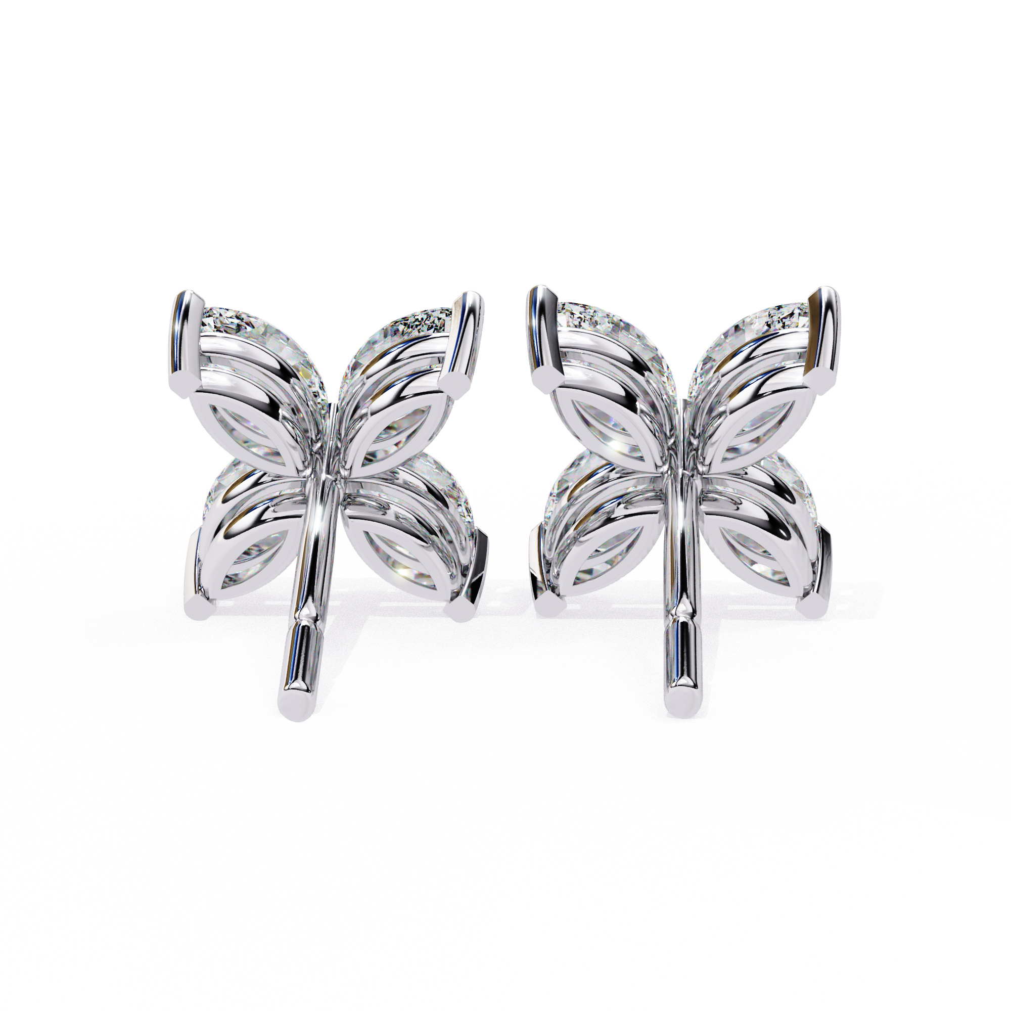 Marquise Four Stone Diamond Stud Earrings