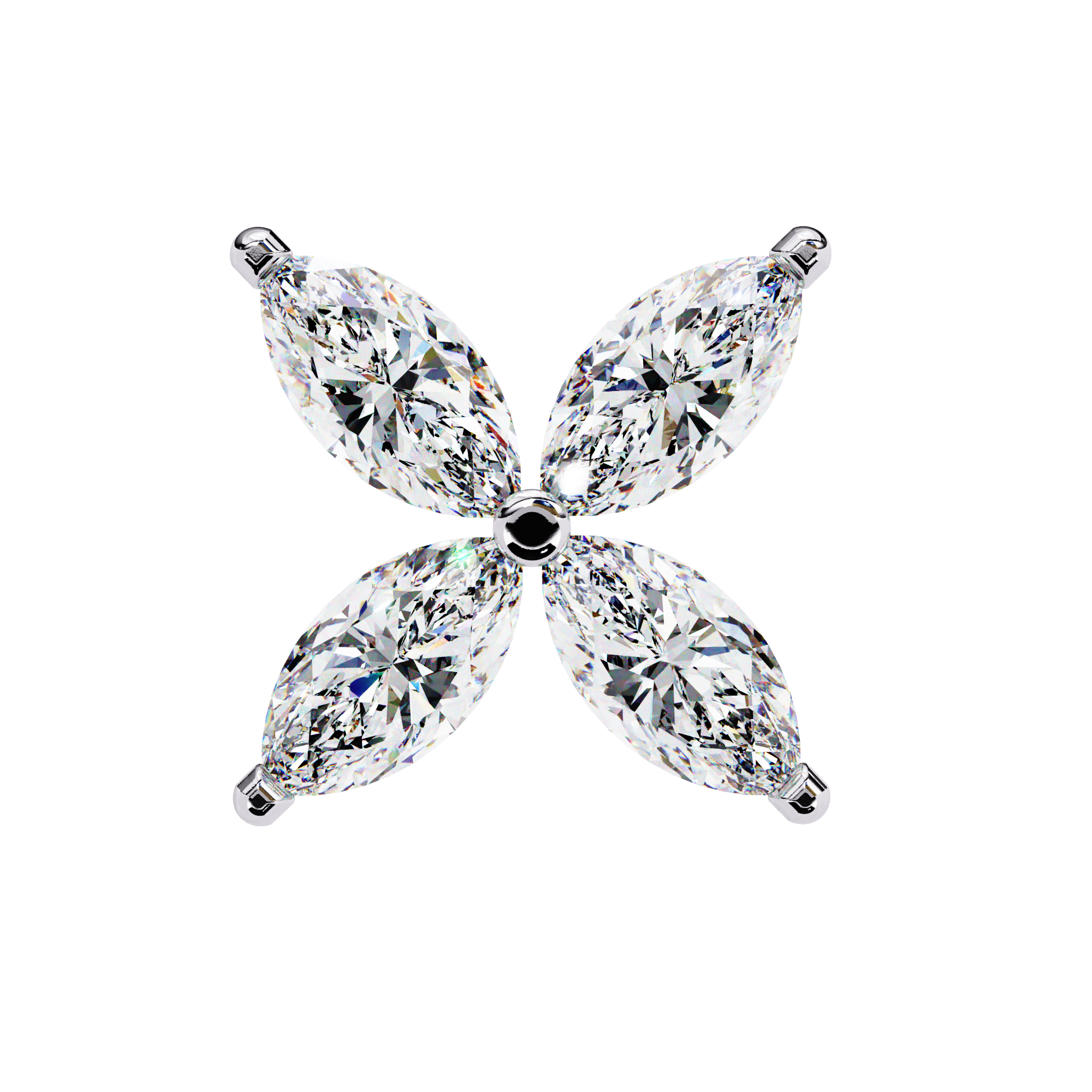 Marquise Four Stone Diamond Stud Earrings