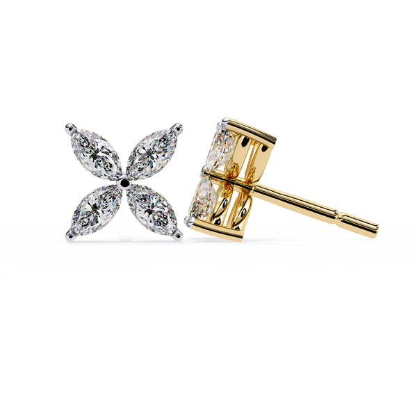 Marquise Four Stone Diamond Stud Earrings