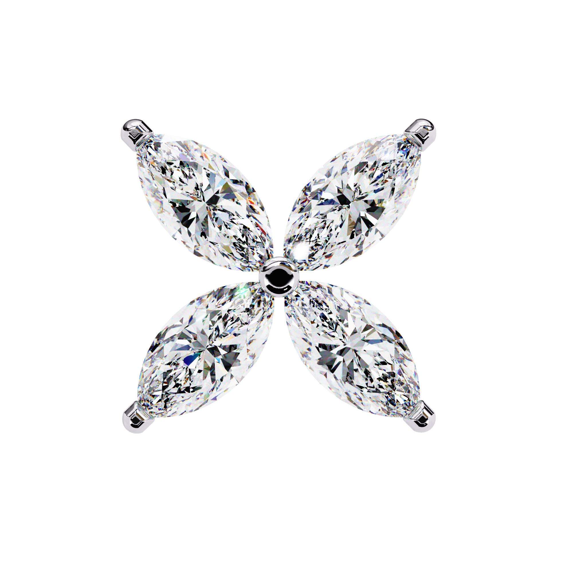 Marquise Four Stone Diamond Stud Earrings