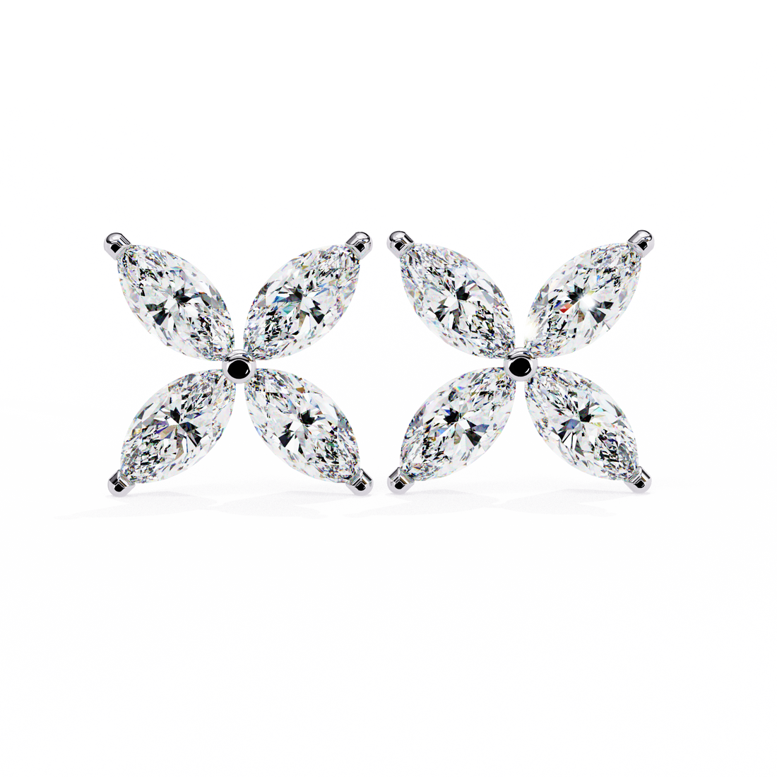Marquise Four Stone Diamond Stud Earrings