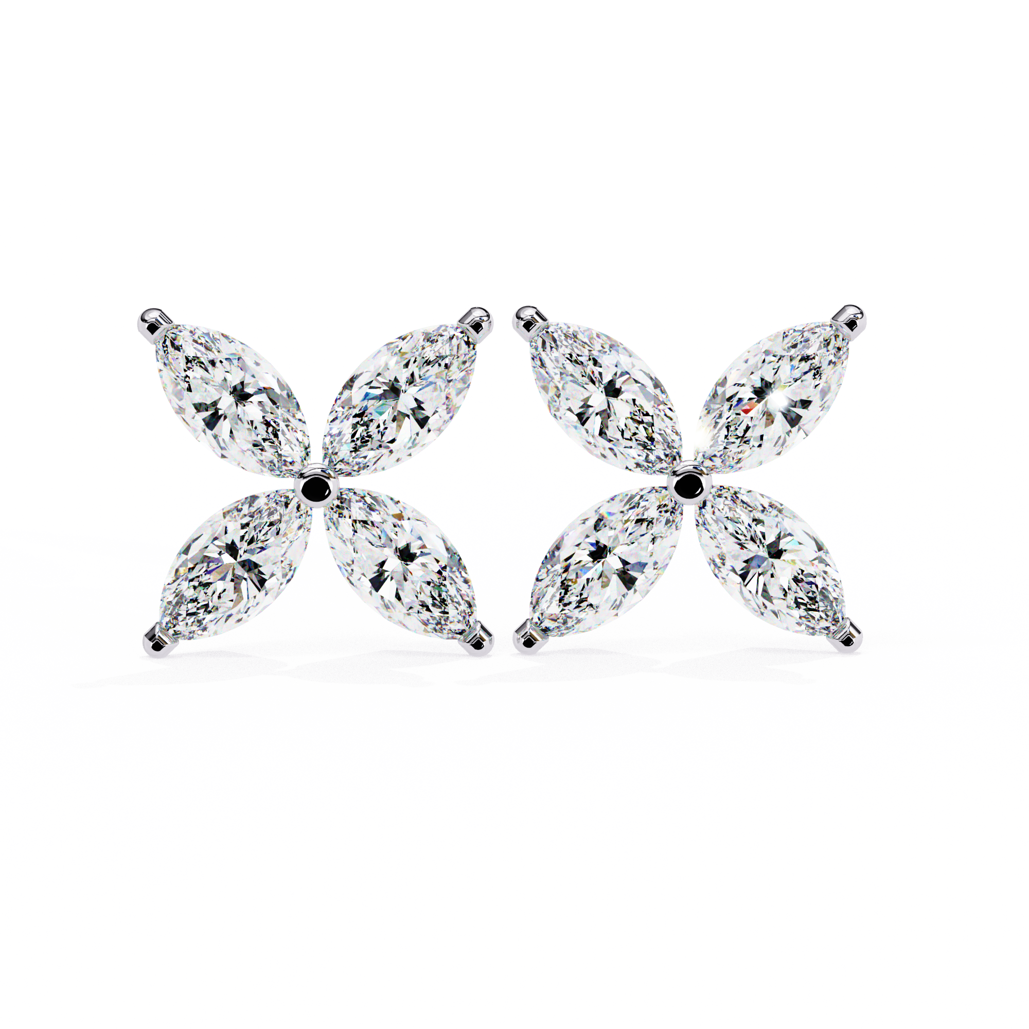 Marquise Four Stone Diamond Stud Earrings