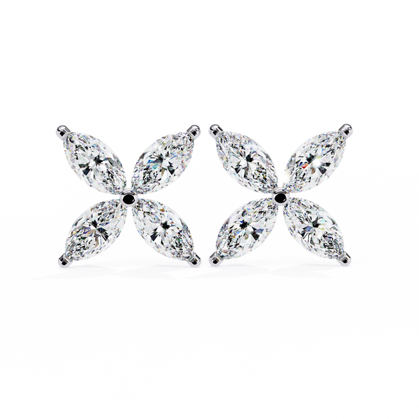 Marquise Four Stone Diamond Stud Earrings