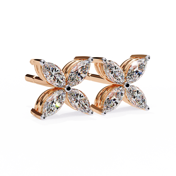 Marquise Four Stone Diamond Stud Earrings