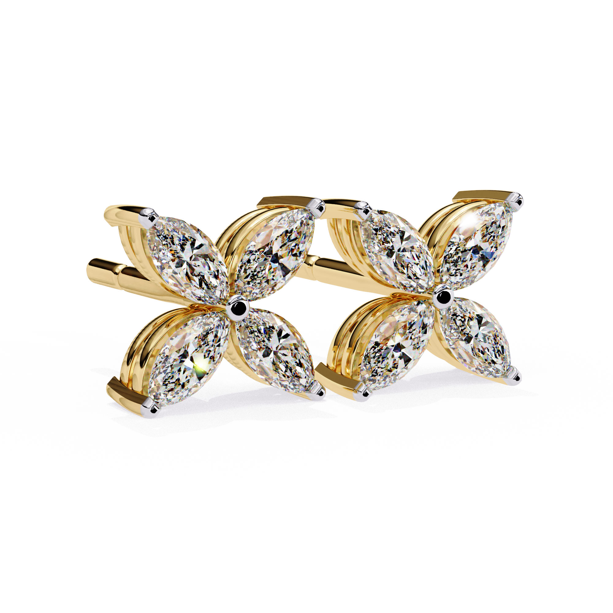 Marquise Four Stone Diamond Stud Earrings
