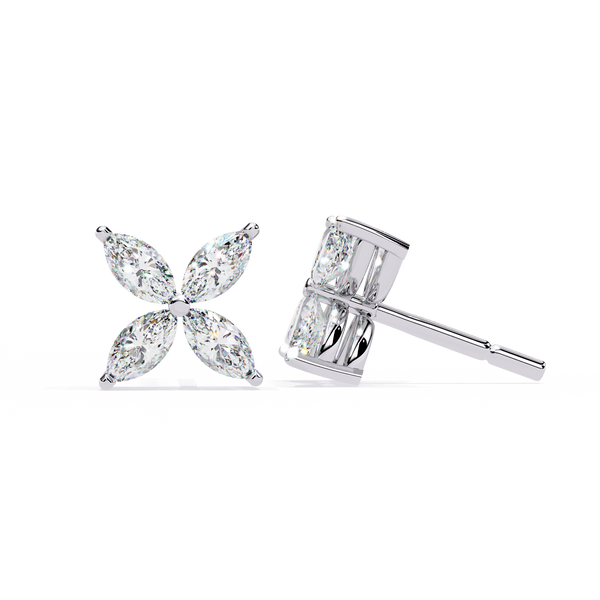 Marquise Four Stone Diamond Stud Earrings