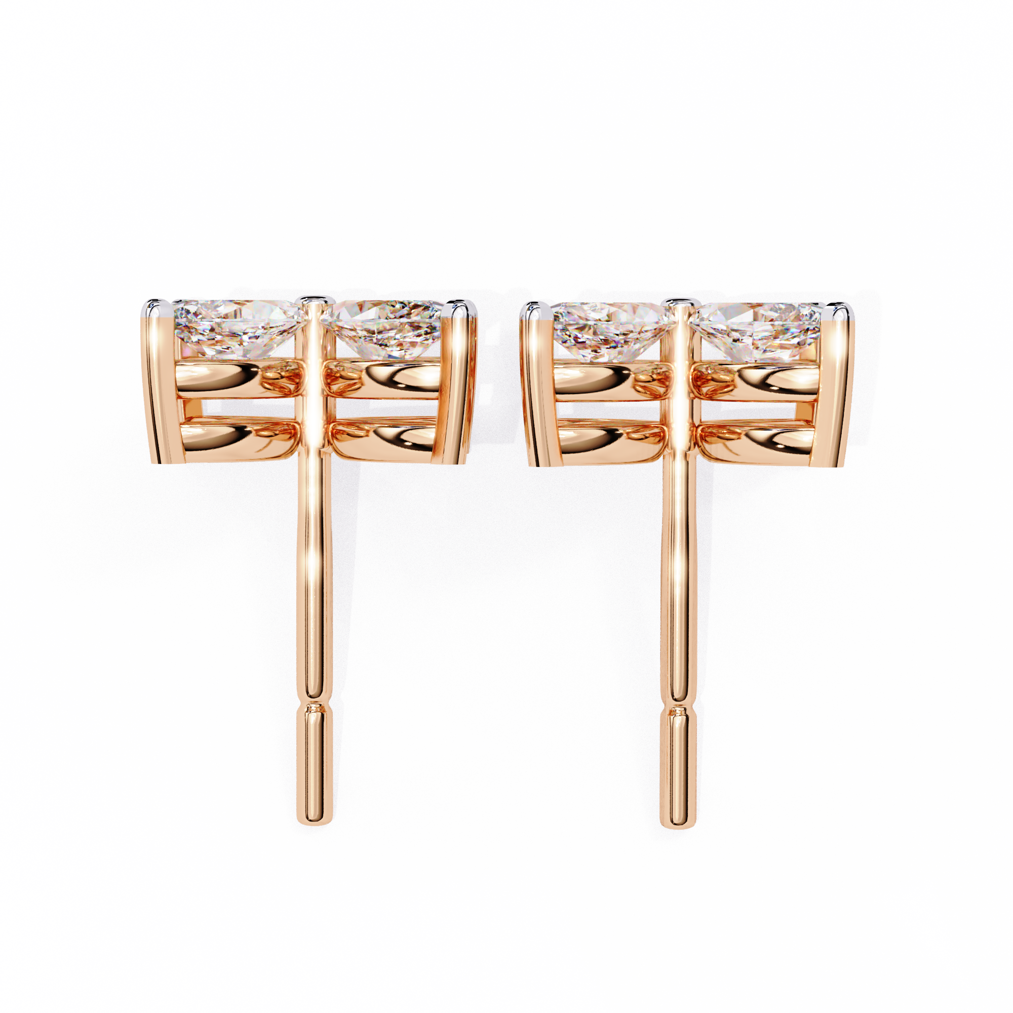 Marquise Four Stone Diamond Stud Earrings