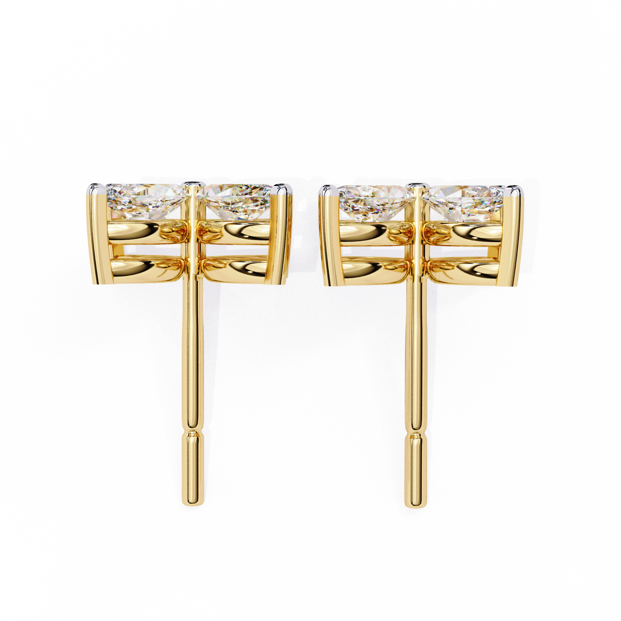 Marquise Four Stone Diamond Stud Earrings