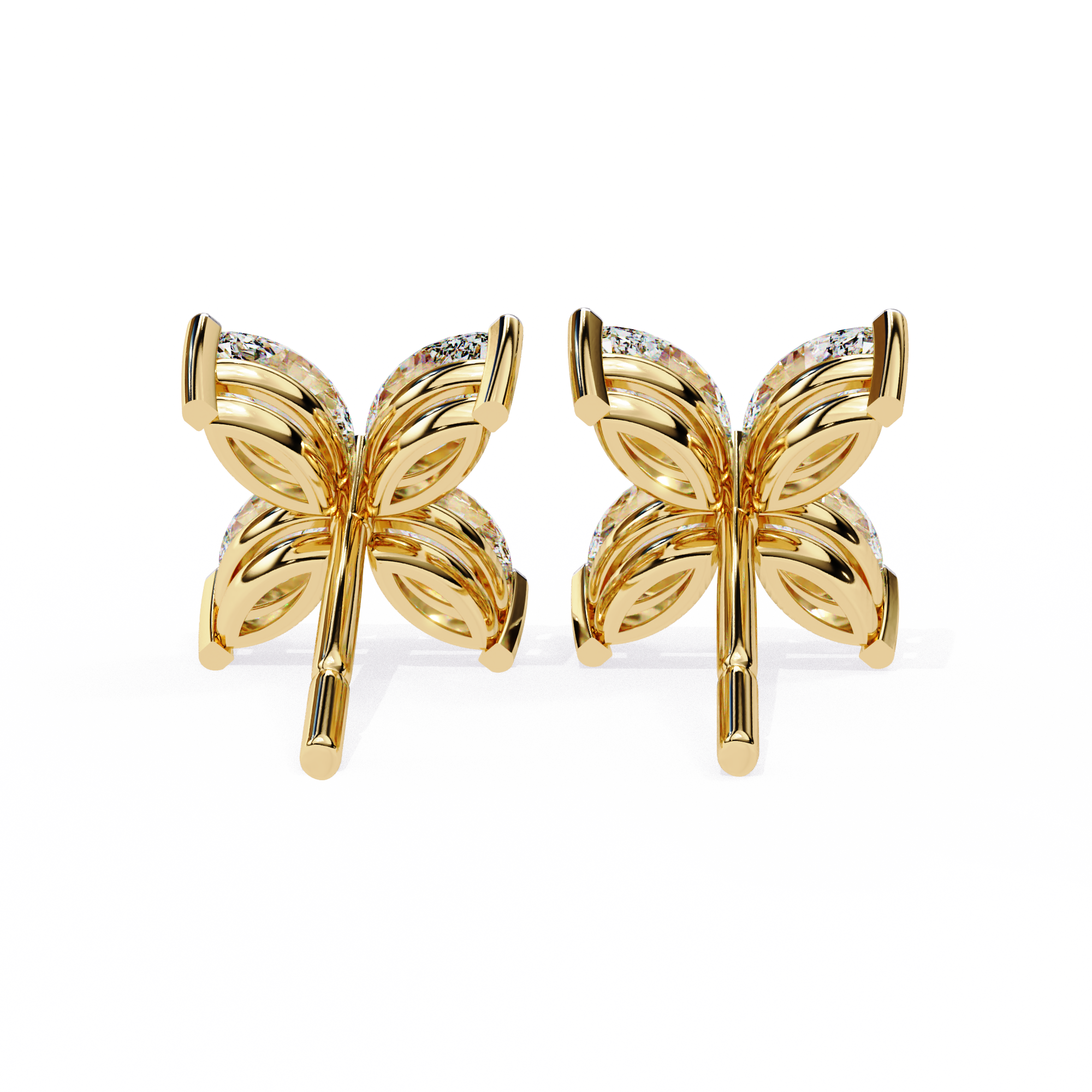 Marquise Four Stone Diamond Stud Earrings