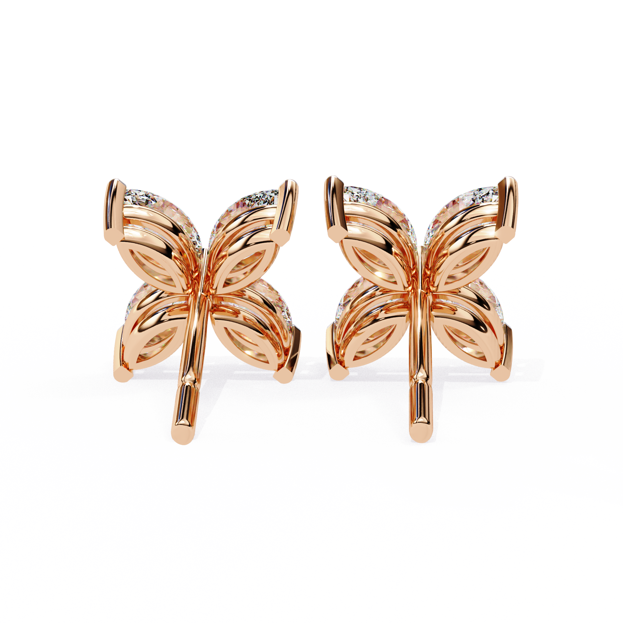 Marquise Four Stone Diamond Stud Earrings