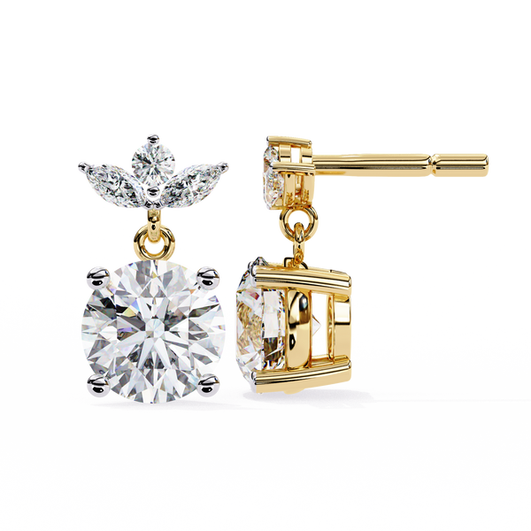 Dew Drop Cut Dangle Diamond Stud Earrings