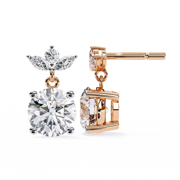 Dew Drop Cut Dangle Diamond Stud Earrings