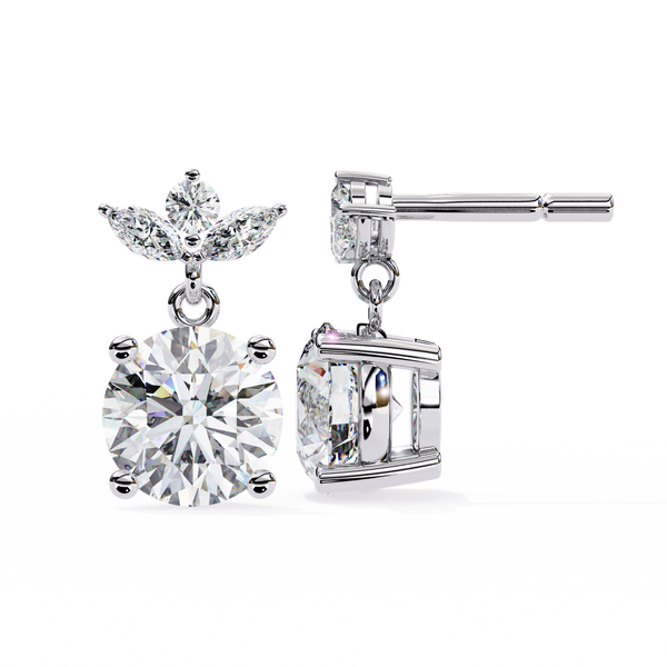 Dew Drop Cut Dangle Diamond Stud Earrings