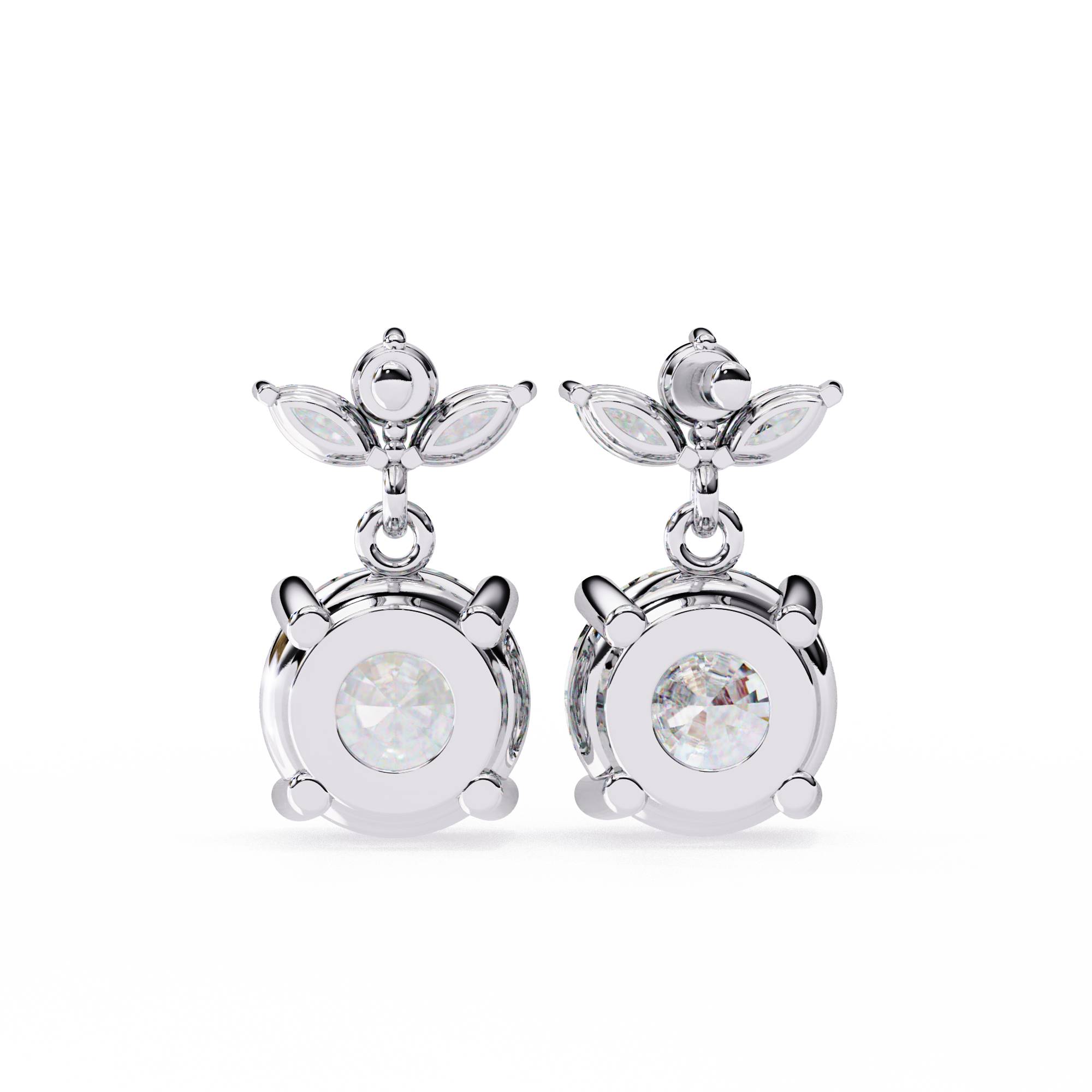 Dew Drop Cut Dangle Diamond Stud Earrings