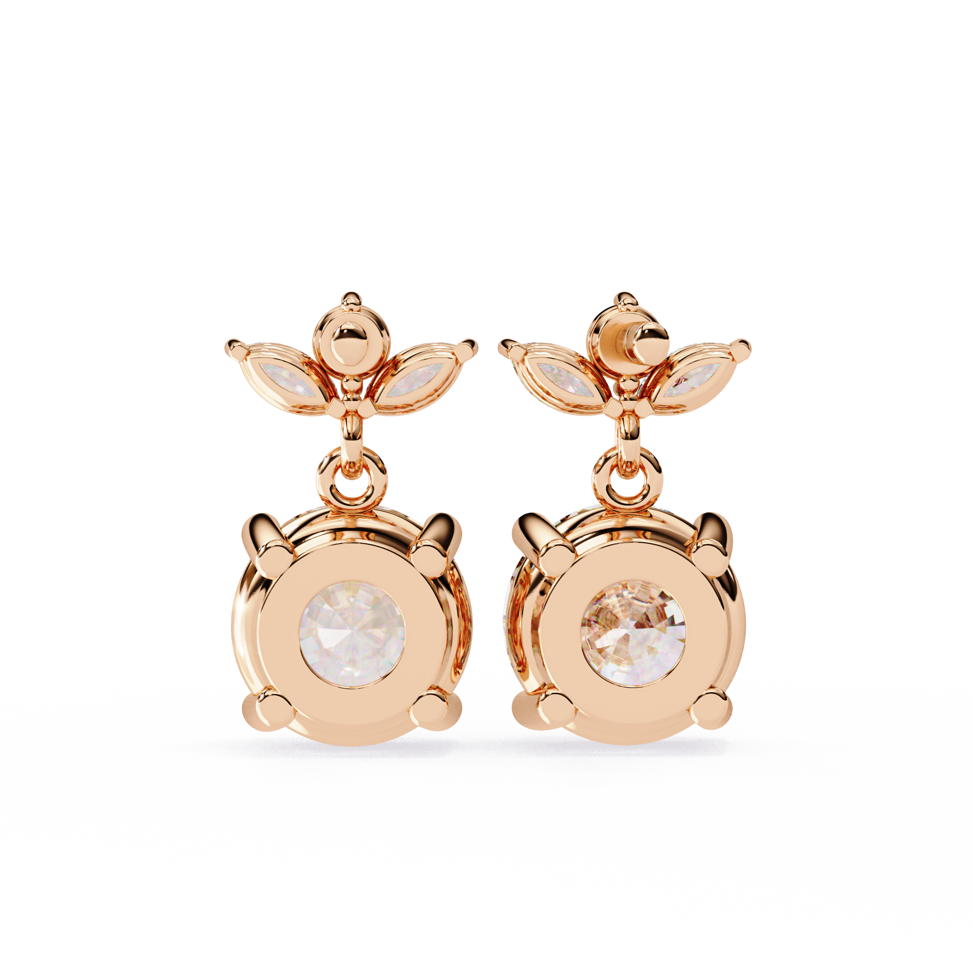 Dew Drop Cut Dangle Diamond Stud Earrings