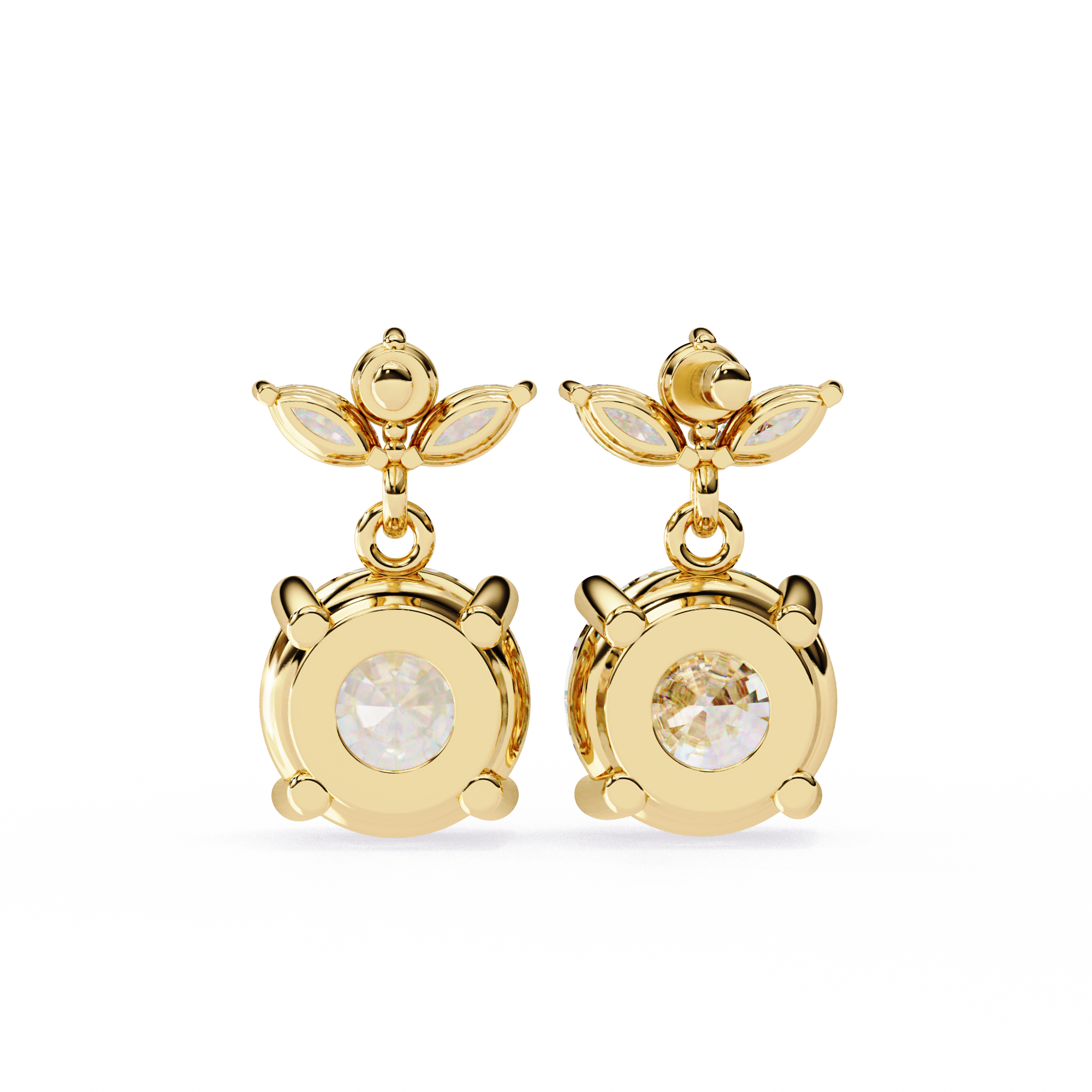 Dew Drop Cut Dangle Diamond Stud Earrings