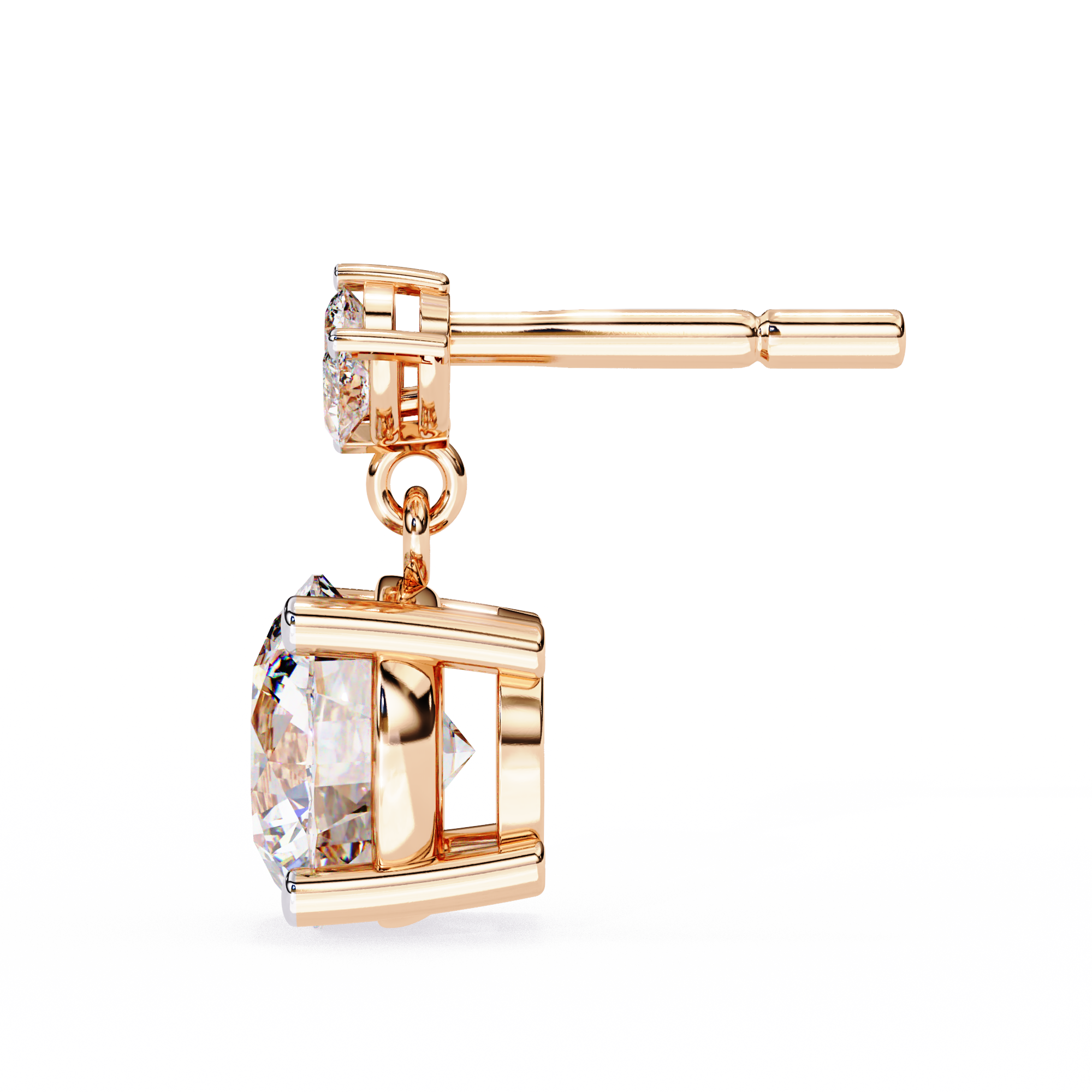 Dew Drop Cut Dangle Diamond Stud Earrings