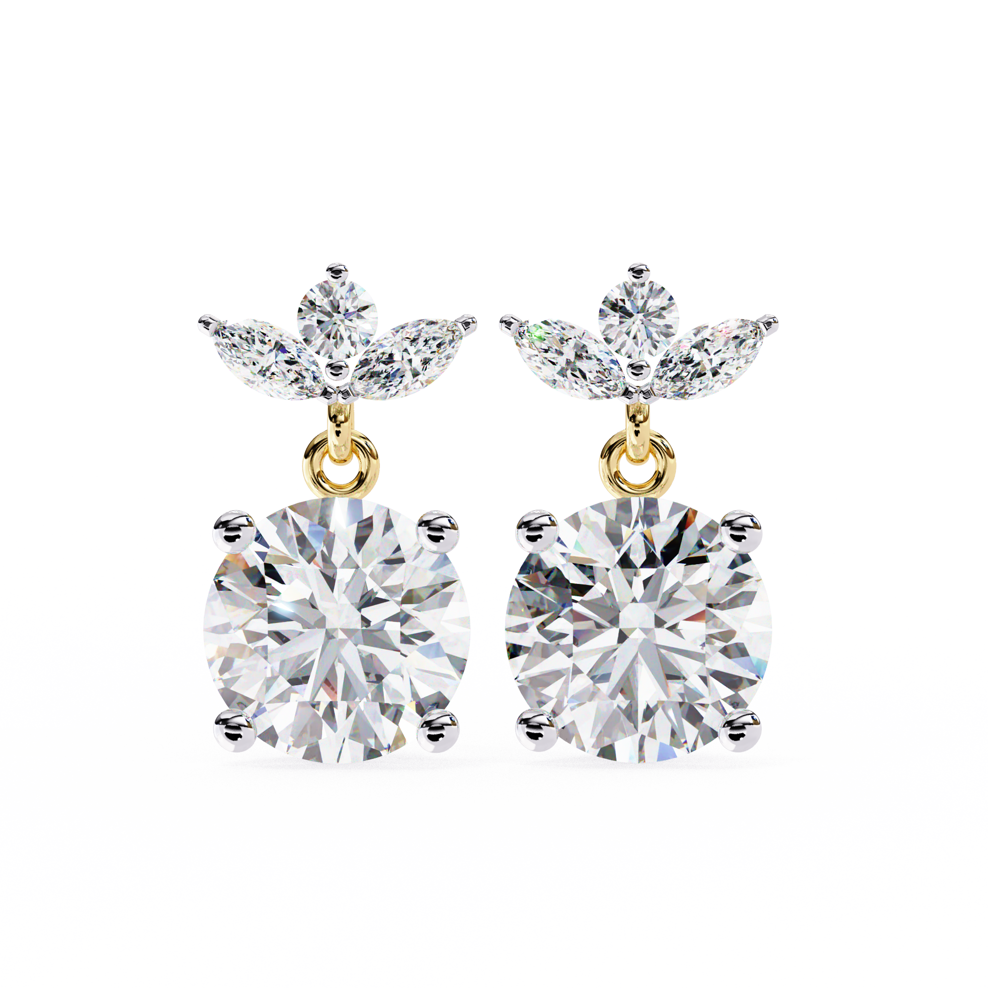 Dew Drop Cut Dangle Diamond Stud Earrings
