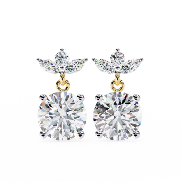 Dew Drop Cut Dangle Diamond Stud Earrings