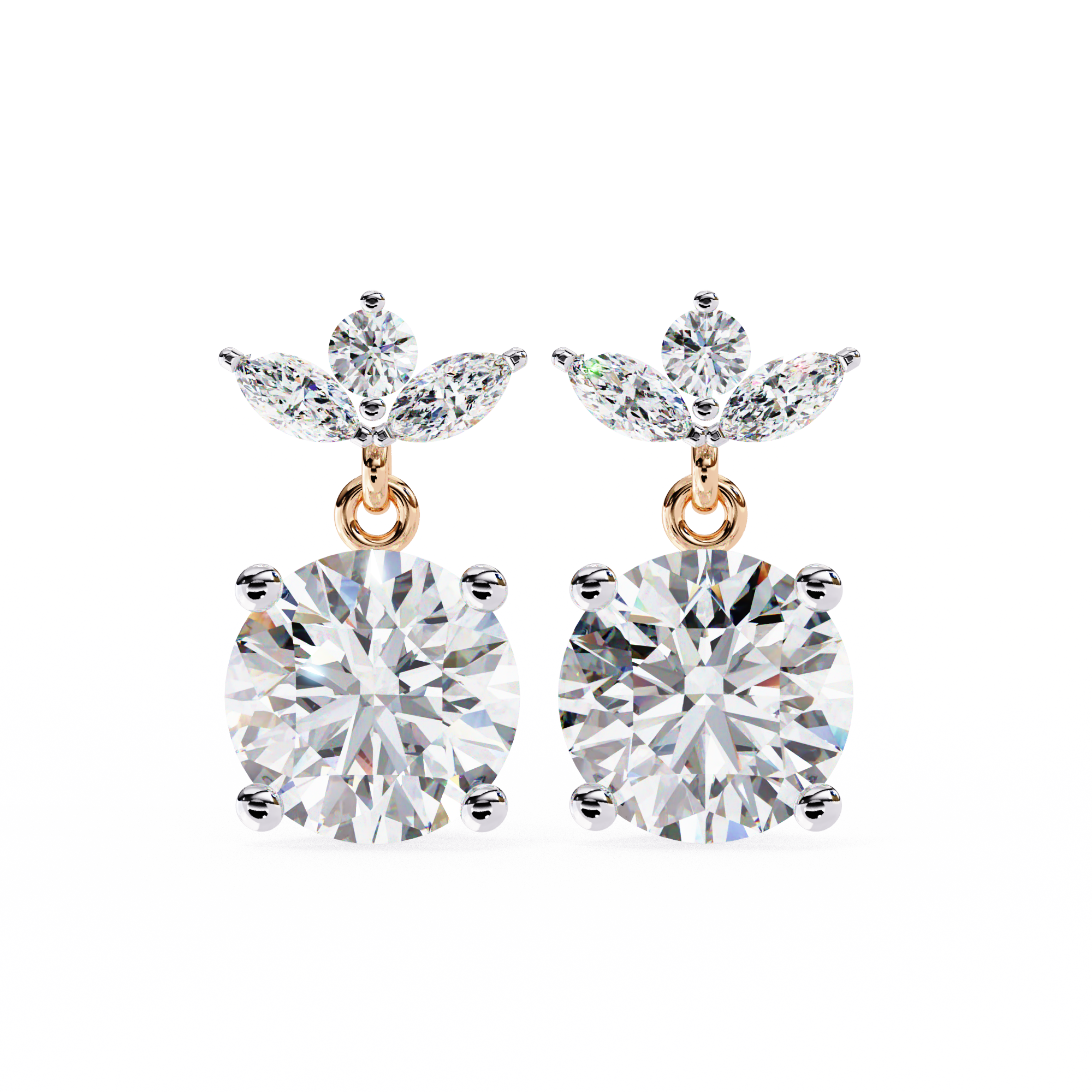 Dew Drop Cut Dangle Diamond Stud Earrings