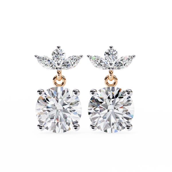 Dew Drop Cut Dangle Diamond Stud Earrings