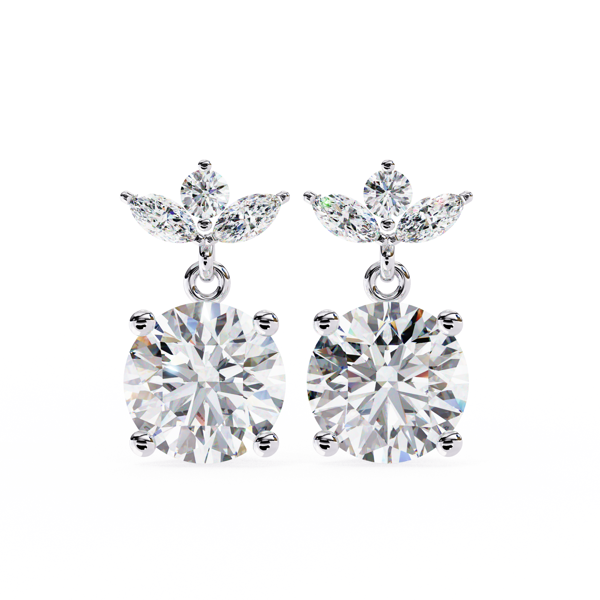 Dew Drop Cut Dangle Diamond Stud Earrings