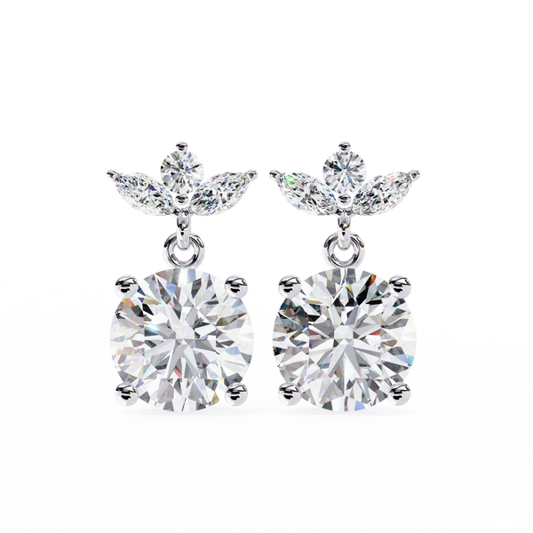 Dew Drop Cut Dangle Diamond Stud Earrings