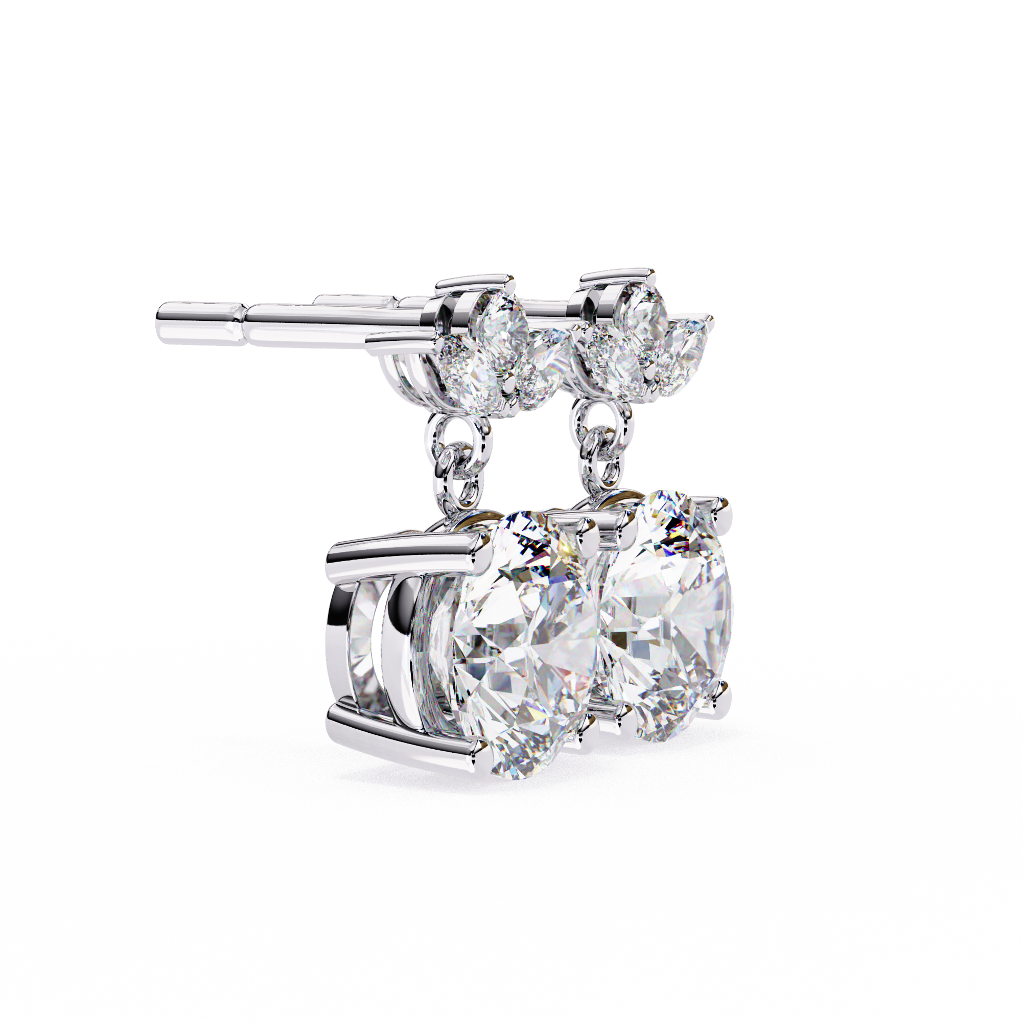 Dew Drop Cut Dangle Diamond Stud Earrings