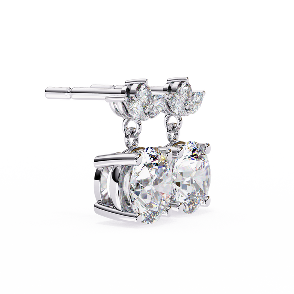 Dew Drop Cut Dangle Diamond Stud Earrings