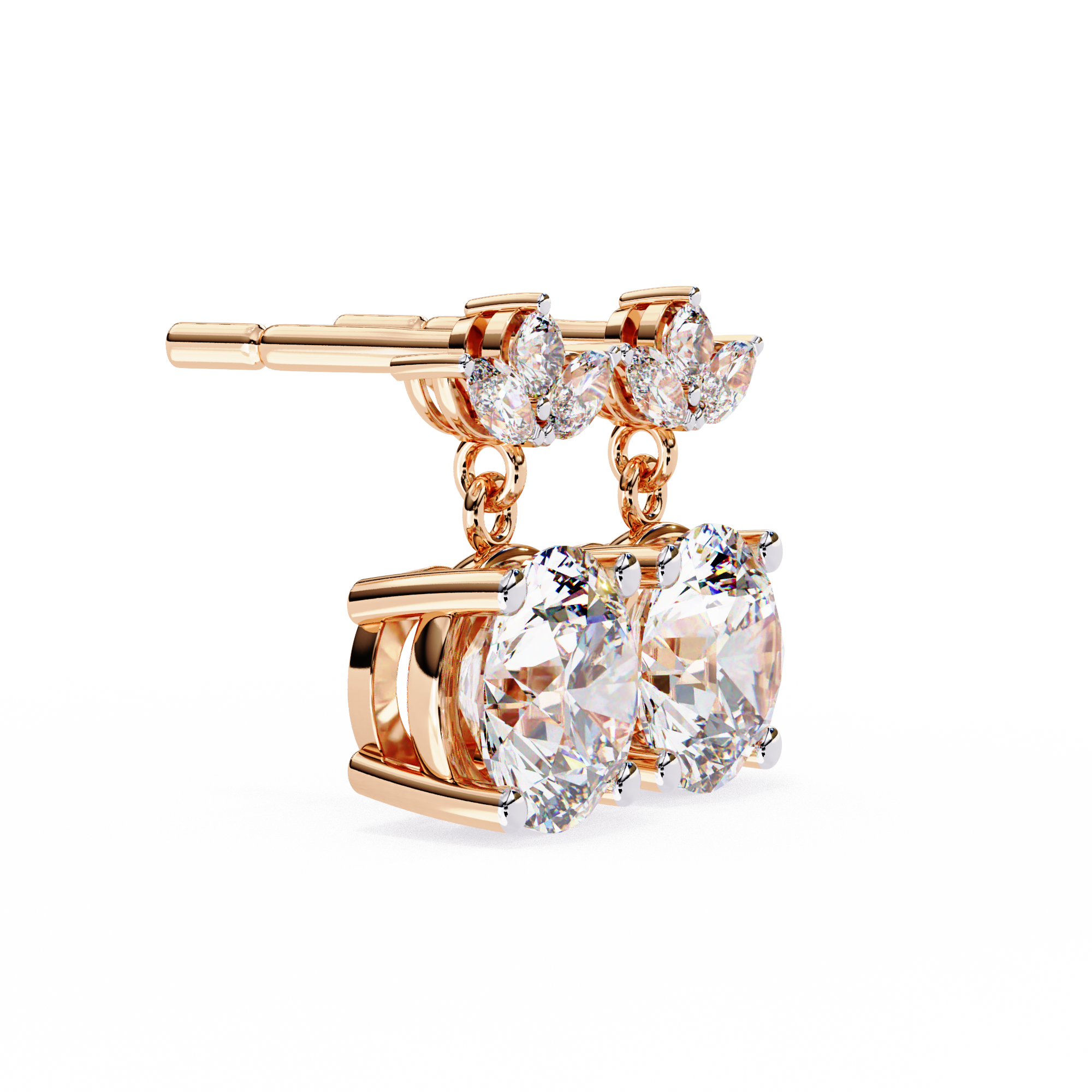 Dew Drop Cut Dangle Diamond Stud Earrings