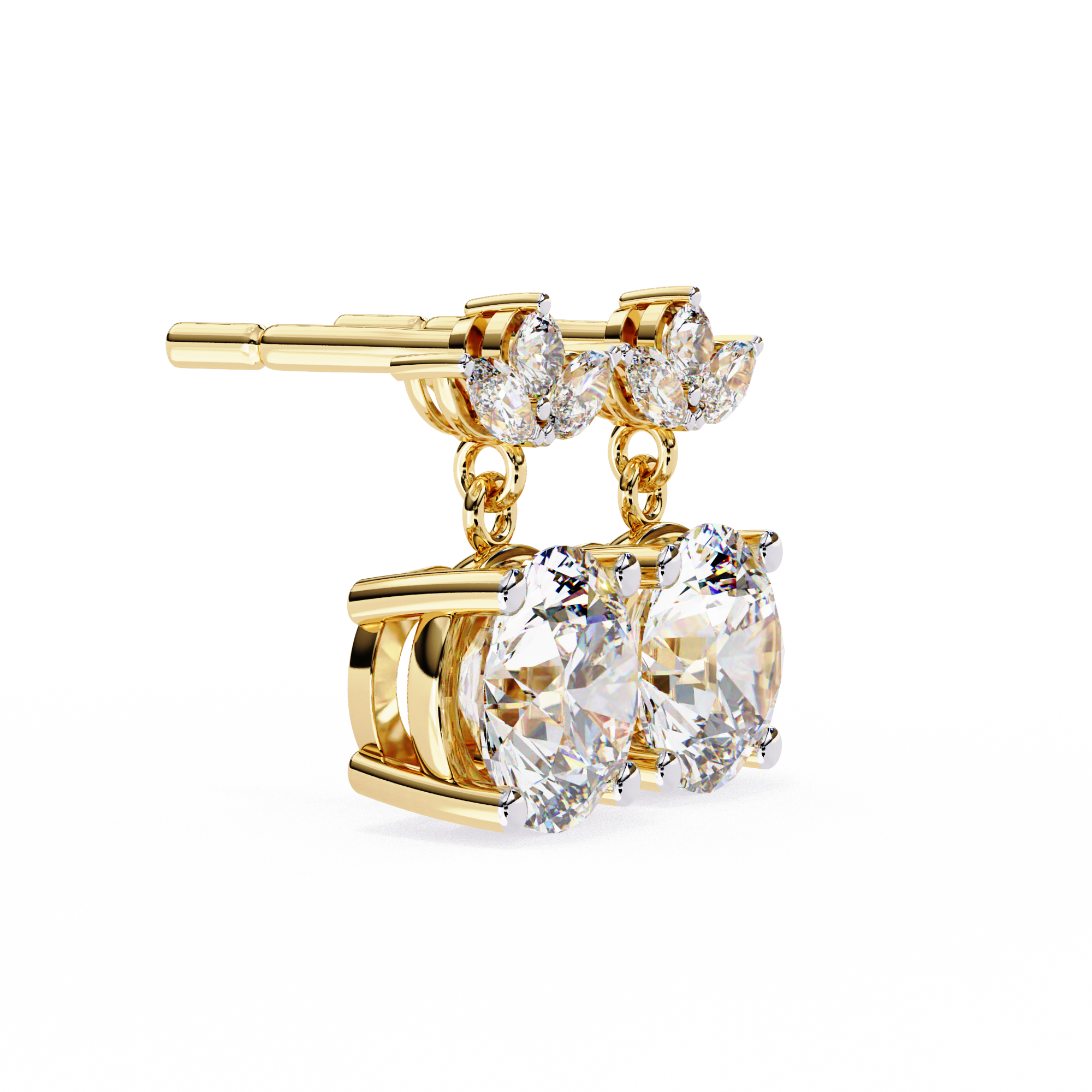 Dew Drop Cut Dangle Diamond Stud Earrings