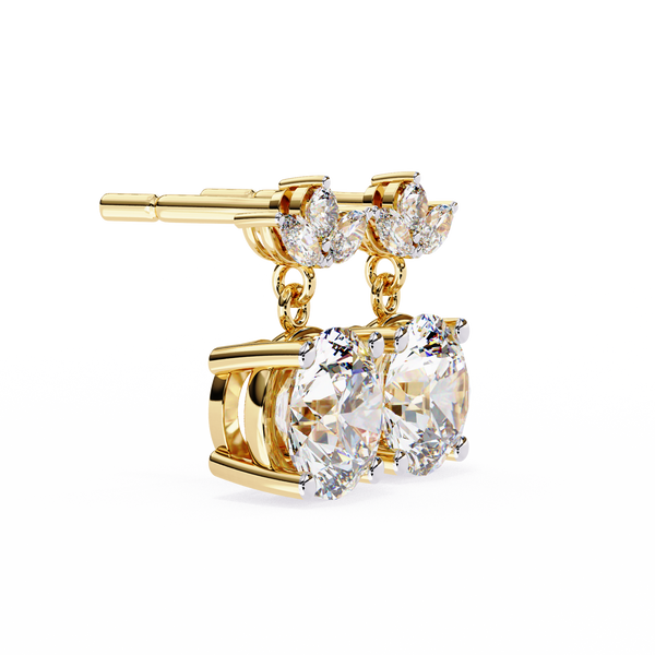 Dew Drop Cut Dangle Diamond Stud Earrings