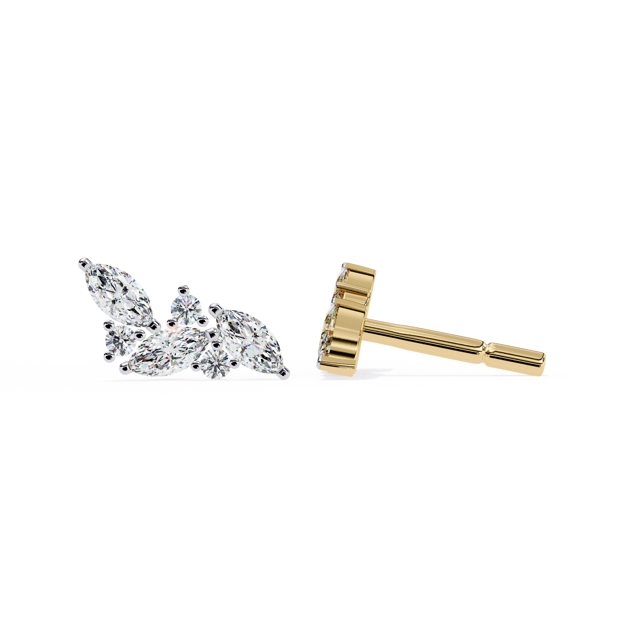 Marquise Cut Cluster Diamond Stud Earrings