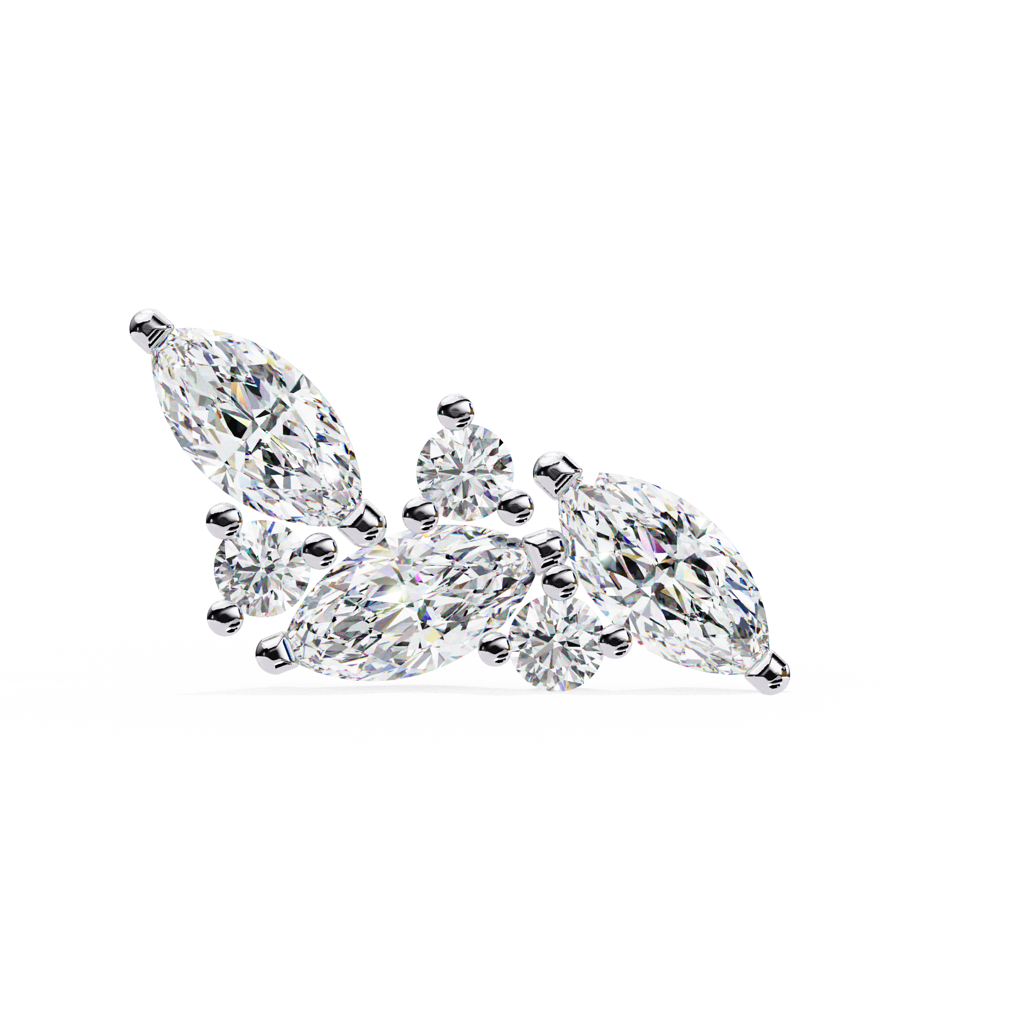 Marquise Cut Cluster Diamond Stud Earrings